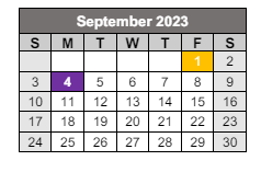 District School Academic Calendar for Forest Hill Elementary School for September 2023