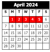 District School Academic Calendar for Calcasieu Career Center for April 2024