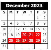 District School Academic Calendar for Calcasieu Career Center for December 2023