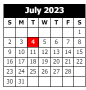 District School Academic Calendar for Calcasieu Career Center for July 2023