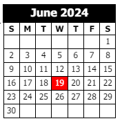 District School Academic Calendar for T. S. Cooley Elementary Magnet School for June 2024