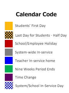 District School Academic Calendar Legend for Dolby Elementary School