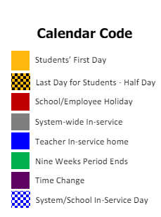 District School Academic Calendar Legend for Calcasieu Career Center