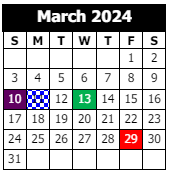 District School Academic Calendar for Calcasieu Career Center for March 2024