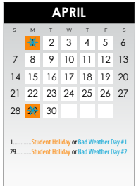 District School Academic Calendar for Rainwater Elementary for April 2024