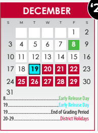 District School Academic Calendar for Kelly Pre-kindergarten Center for December 2023