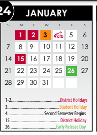 District School Academic Calendar for Sheffield Primary for January 2024