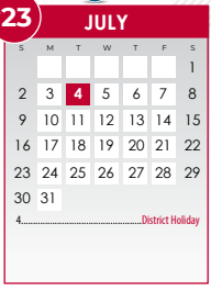 District School Academic Calendar for Salazar Alternative Education Prog for July 2023
