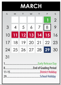 District School Academic Calendar for Huie Special Educ Ctr for March 2024