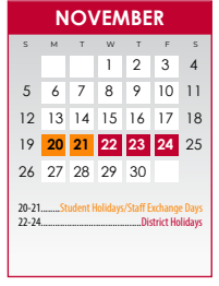District School Academic Calendar for Dallas County Jjaep for November 2023