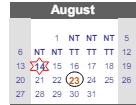District School Academic Calendar for Mark Twain Elementary School for August 2023