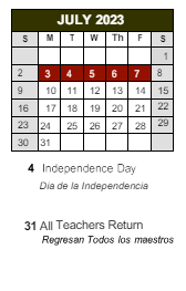 District School Academic Calendar for Marc T. Atkinson Middle School for July 2023