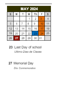 District School Academic Calendar for Marc T. Atkinson Middle School for May 2024