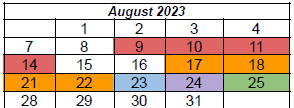 District School Academic Calendar for Wright Elementary School for August 2023