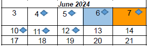 District School Academic Calendar for Wright Elementary School for June 2024