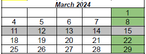 District School Academic Calendar for Wright Elementary School for March 2024