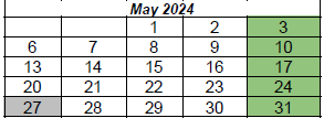 District School Academic Calendar for Wright Elementary School for May 2024