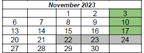 District School Academic Calendar for Wright Elementary School for November 2023