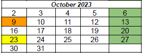 District School Academic Calendar for Wright Elementary School for October 2023