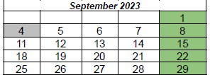 District School Academic Calendar for Wright Elementary School for September 2023