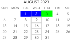 District School Academic Calendar for Sugar Grove Elementary Sch for August 2023