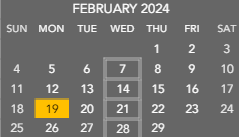District School Academic Calendar for Sugar Grove Elementary Sch for February 2024