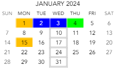 District School Academic Calendar for Sugar Grove Elementary Sch for January 2024
