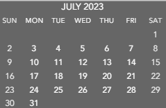 District School Academic Calendar for Sugar Grove Elementary Sch for July 2023