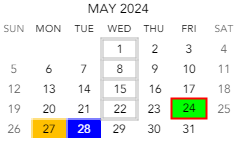 District School Academic Calendar for Sugar Grove Elementary Sch for May 2024