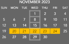 District School Academic Calendar for Sugar Grove Elementary Sch for November 2023