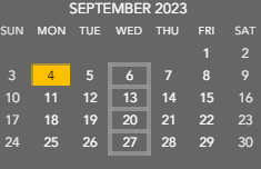 District School Academic Calendar for Sugar Grove Elementary Sch for September 2023