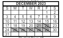 District School Academic Calendar for Albion Elementary School for December 2023