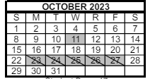 District School Academic Calendar for Albion Elementary School for October 2023