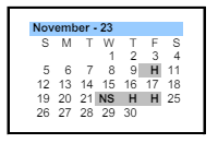 District School Academic Calendar for Pathways Learning Center for November 2023