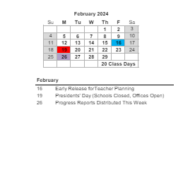 District School Academic Calendar for James Island Elementary for February 2024