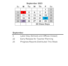 District School Academic Calendar for James Island Elementary for September 2023