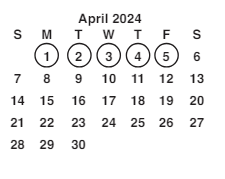 District School Academic Calendar for Southwest Middle School for April 2024