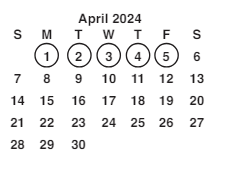 District School Academic Calendar for Performance Learning for April 2024