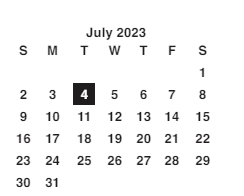 District School Academic Calendar for Derita Alternative for July 2023