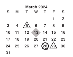District School Academic Calendar for Elon Park Elem for March 2024
