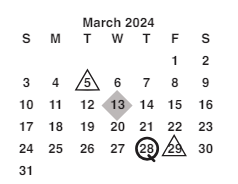 District School Academic Calendar for Southwest Middle School for March 2024