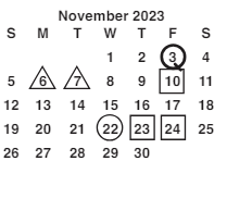 District School Academic Calendar for Martin Luther King, Jr Middle for November 2023