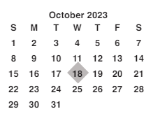 District School Academic Calendar for Int Bus Comm Olympic for October 2023