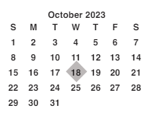 District School Academic Calendar for Martin Luther King, Jr Middle for October 2023