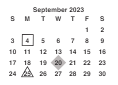 District School Academic Calendar for Derita Alternative for September 2023