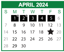 District School Academic Calendar for Hubert Middle School for April 2024