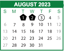 District School Academic Calendar for Low Elementary School for August 2023