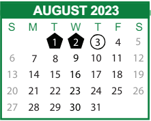 District School Academic Calendar for Shuman Middle School for August 2023