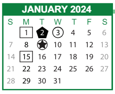 District School Academic Calendar for Shuman Middle School for January 2024