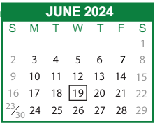 District School Academic Calendar for Tapp Program for June 2024